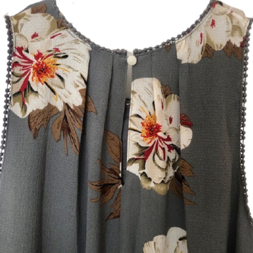 Altar'd State Floral Swing Dress - Gray/White/Pink - M - Picture 5 of 7